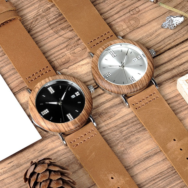 Sheriff Wooded Watch - For Woman