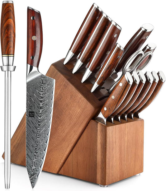 The Master Chef's 15-Piece Damascus Steel Knife Set