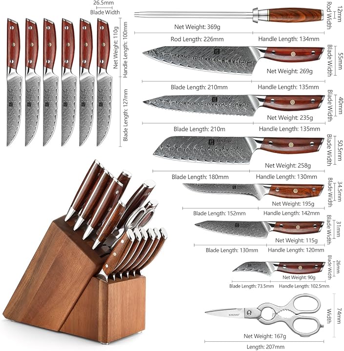 The Master Chef's 15-Piece Damascus Steel Knife Set