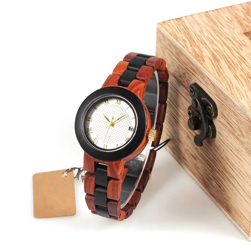 Two-tone Wooden Watch - For Women