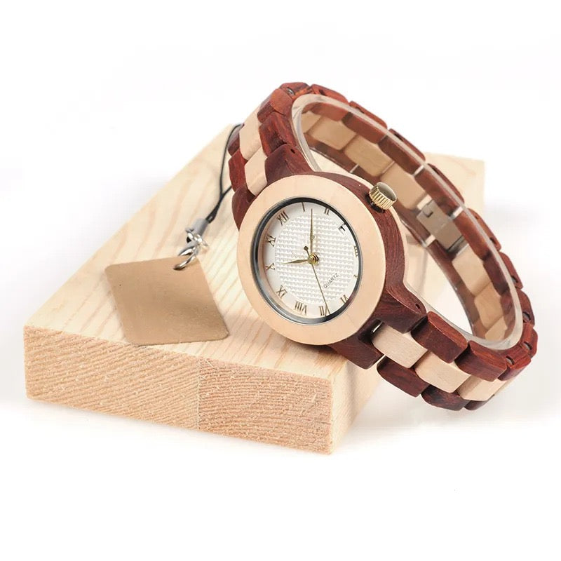 Two-tone Wooden Watch - For Women