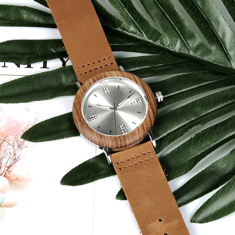 Sheriff Wooded Watch - For Woman