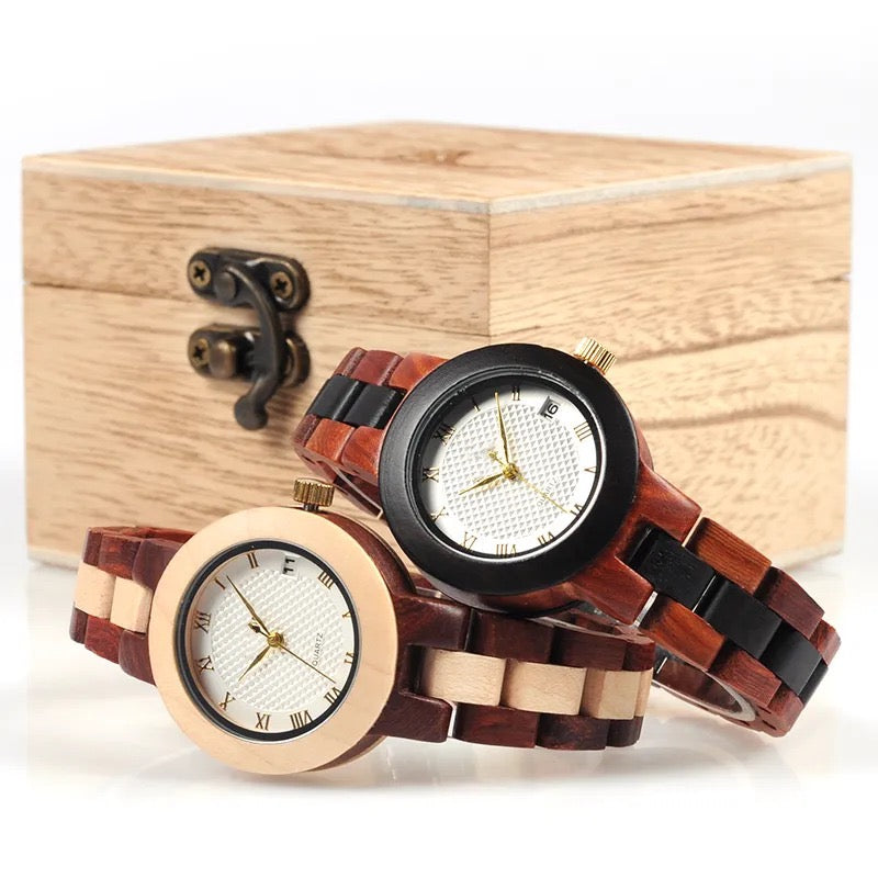 Two-tone Wooden Watch - For Women