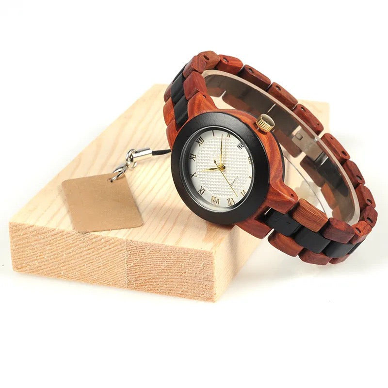 Two-tone Wooden Watch - For Women