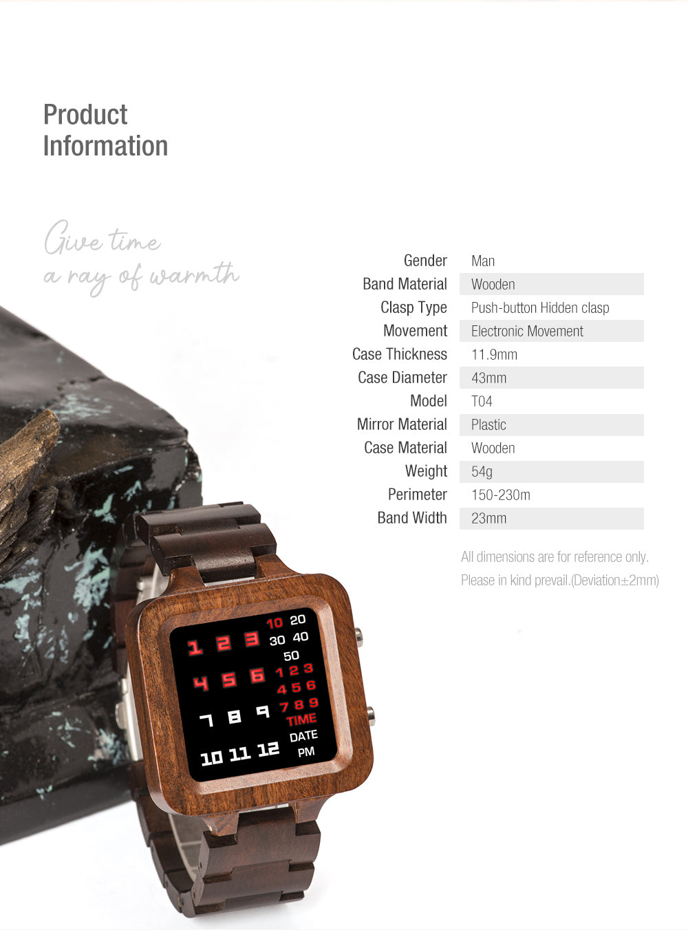 Limited Edition Digital Wooden Watch - For Man