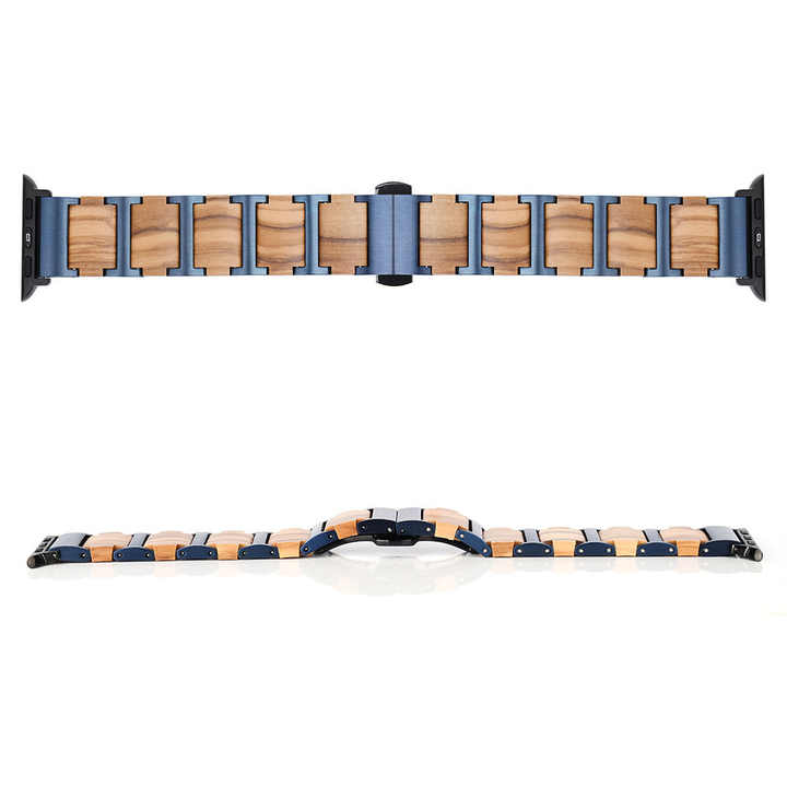 iWatch Blue & olive + Stainless steel Watch Strap - For Apple Watch