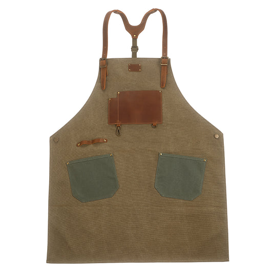 Canvas & Leather Chef Apron - Cooking, BBQ