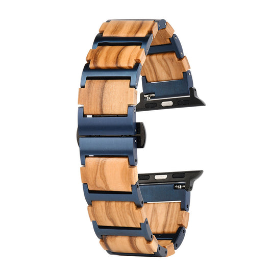 iWatch Blue & olive + Stainless steel Watch Strap - For Apple Watch