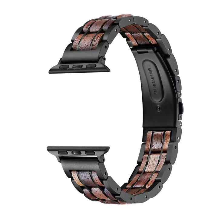 iWatch Black + Stainless steel Watch Strap - For Apple Watch