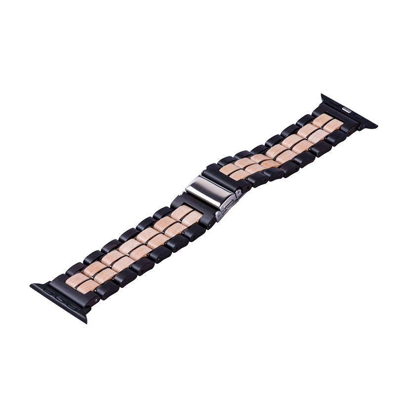 Maple+Ebony Wood Wooden Strap - For Apple Watch