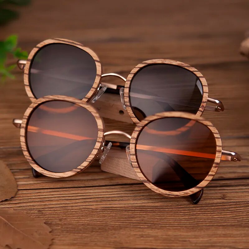 Cat Eye Wood Sunglasses Polaroid Lens with Metal legs for Women and Men