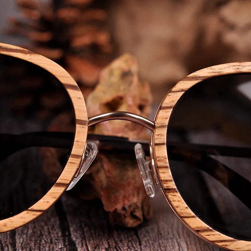 Cat Eye Wood Sunglasses Polaroid Lens with Metal legs for Women and Men