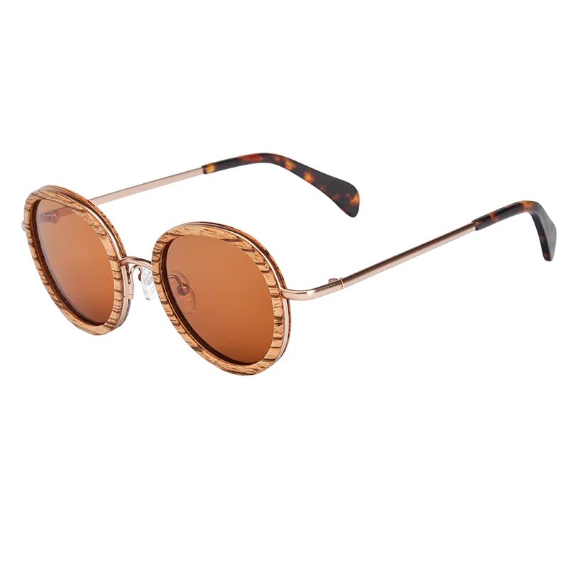 Cat Eye Wood Sunglasses Polaroid Lens with Metal legs for Women and Men
