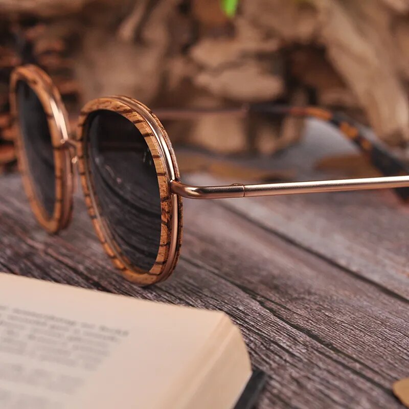 Cat Eye Wood Sunglasses Polaroid Lens with Metal legs for Women and Men