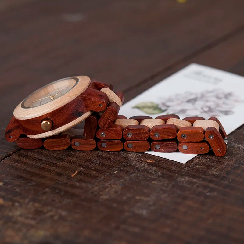 Two-tone Wooden Watch - For Women