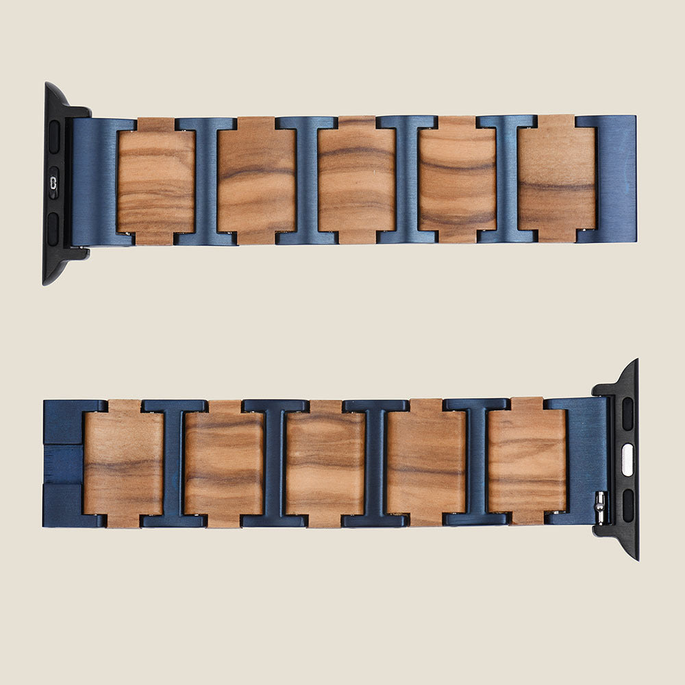 iWatch Blue & olive + Stainless steel Watch Strap - For Apple Watch