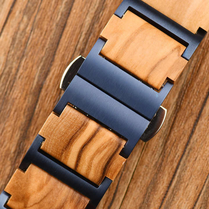 iWatch Blue & olive + Stainless steel Watch Strap - For Apple Watch