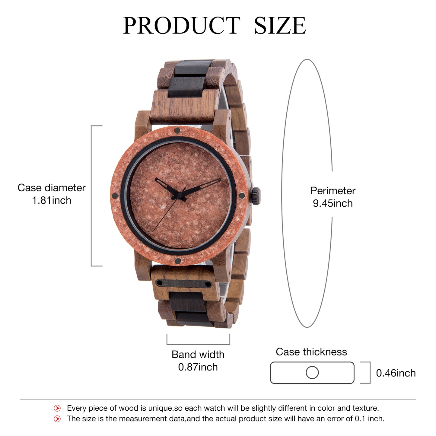 Marble Wood Watch - For Man