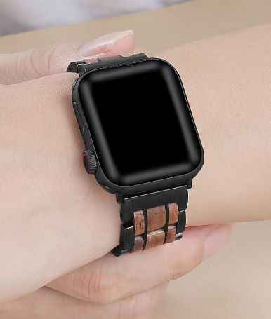 iWatch Black + Stainless steel Watch Strap - For Apple Watch