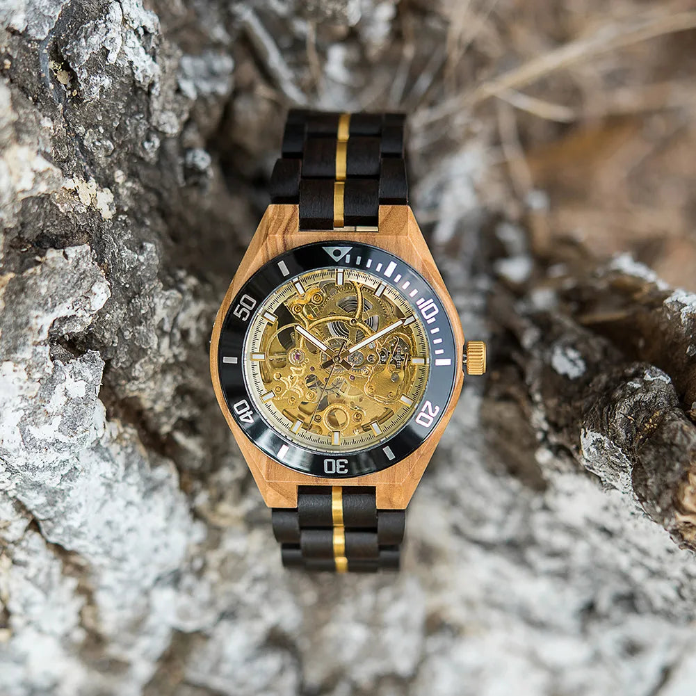 Harmony Mechanical  BlackGold Wood Watch- For Man