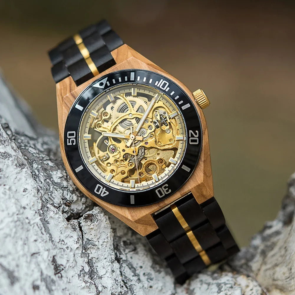 Harmony Mechanical  BlackGold Wood Watch- For Man