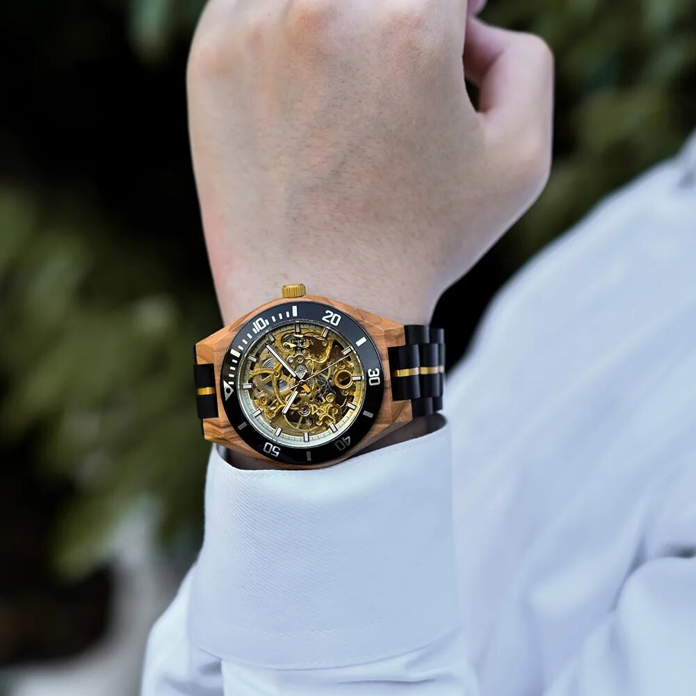 Harmony Mechanical  BlackGold Wood Watch- For Man