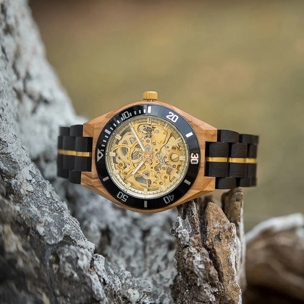 Harmony Mechanical  BlackGold Wood Watch- For Man
