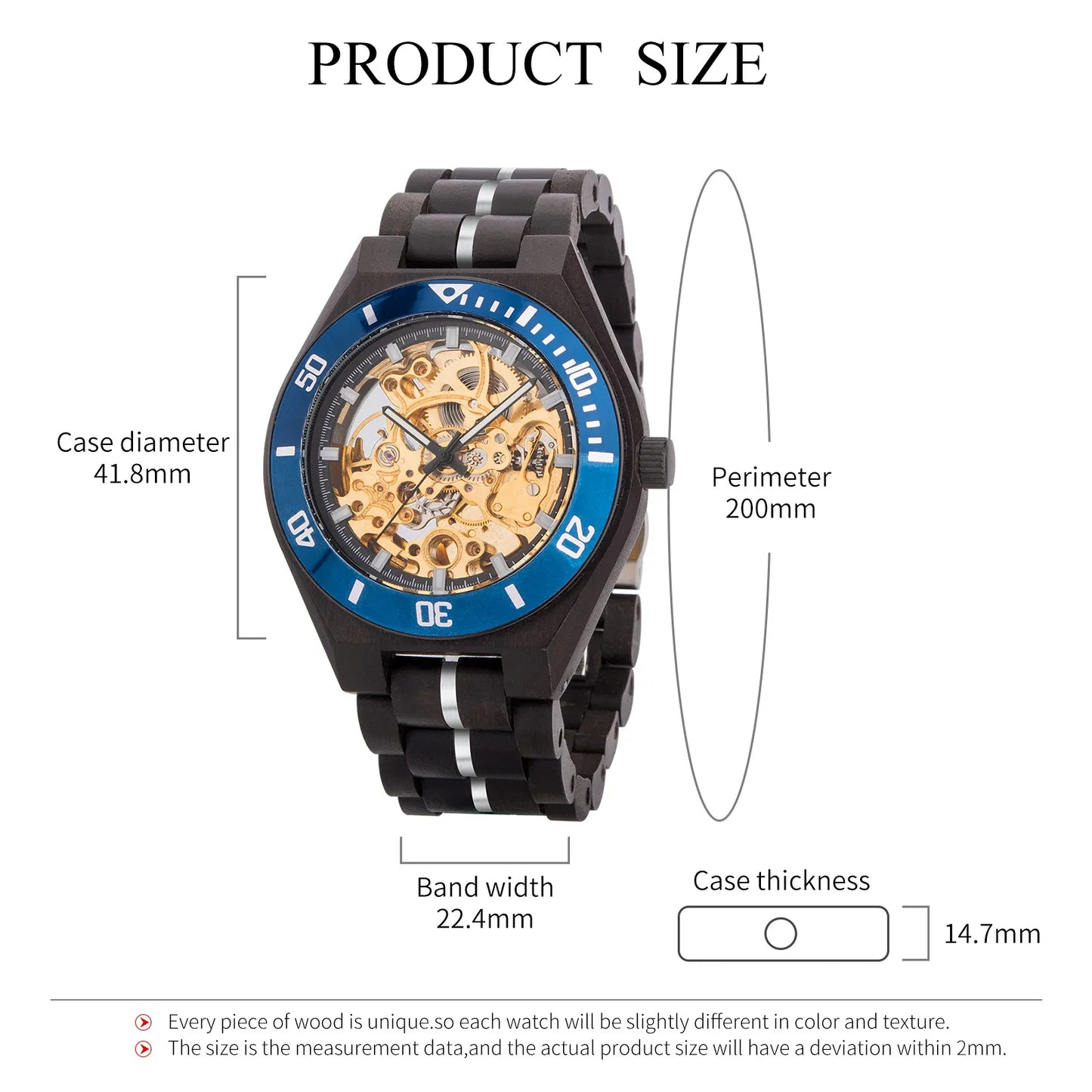 Harmony Mechanical  BlueGold Wood Watch- For Man