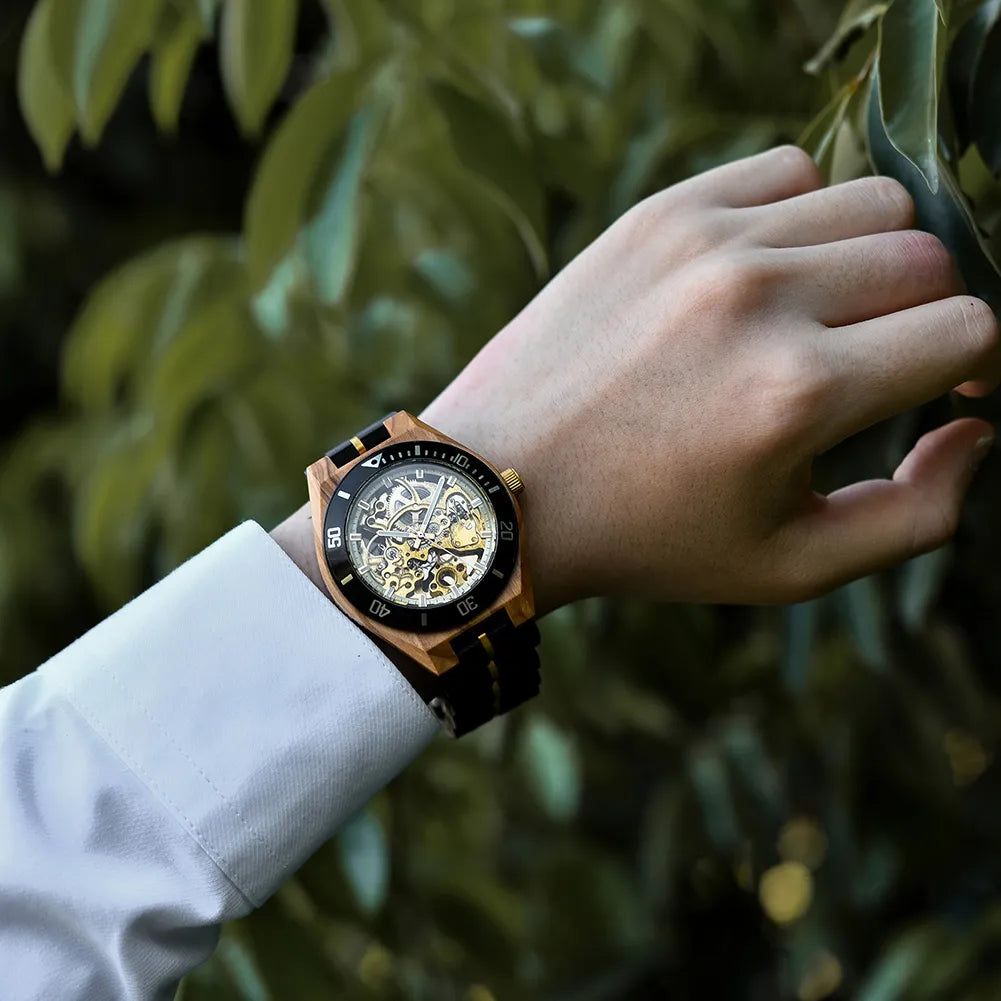 Harmony Mechanical  BlackGold Wood Watch- For Man
