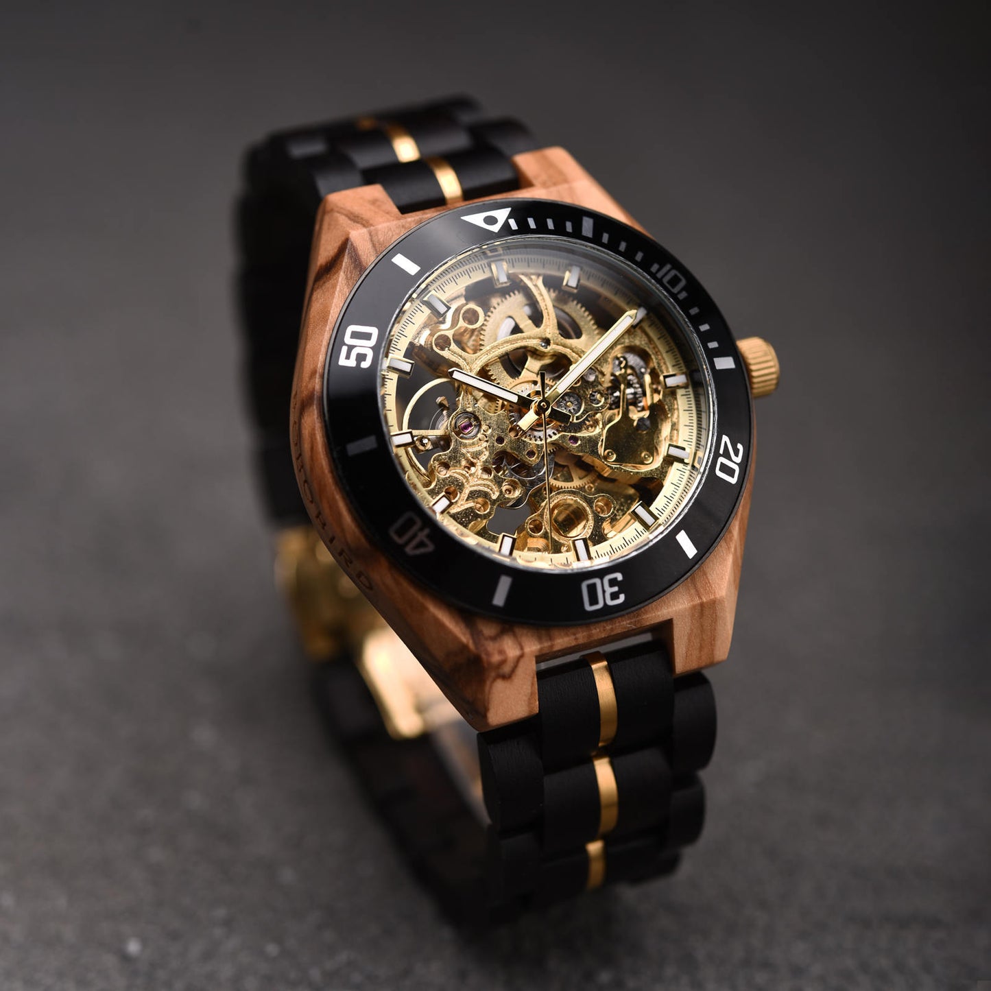 Gold veins Wooden Watch - For Man