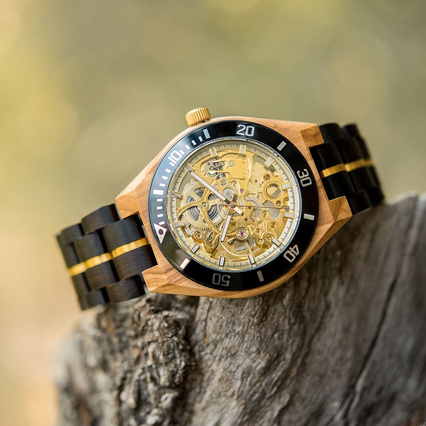 Gold veins Wooden Watch - For Man