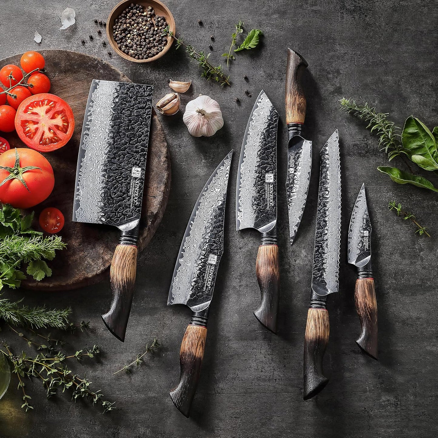 The Artisan Chef's 6-Piece Damascus Steel Knife Collection