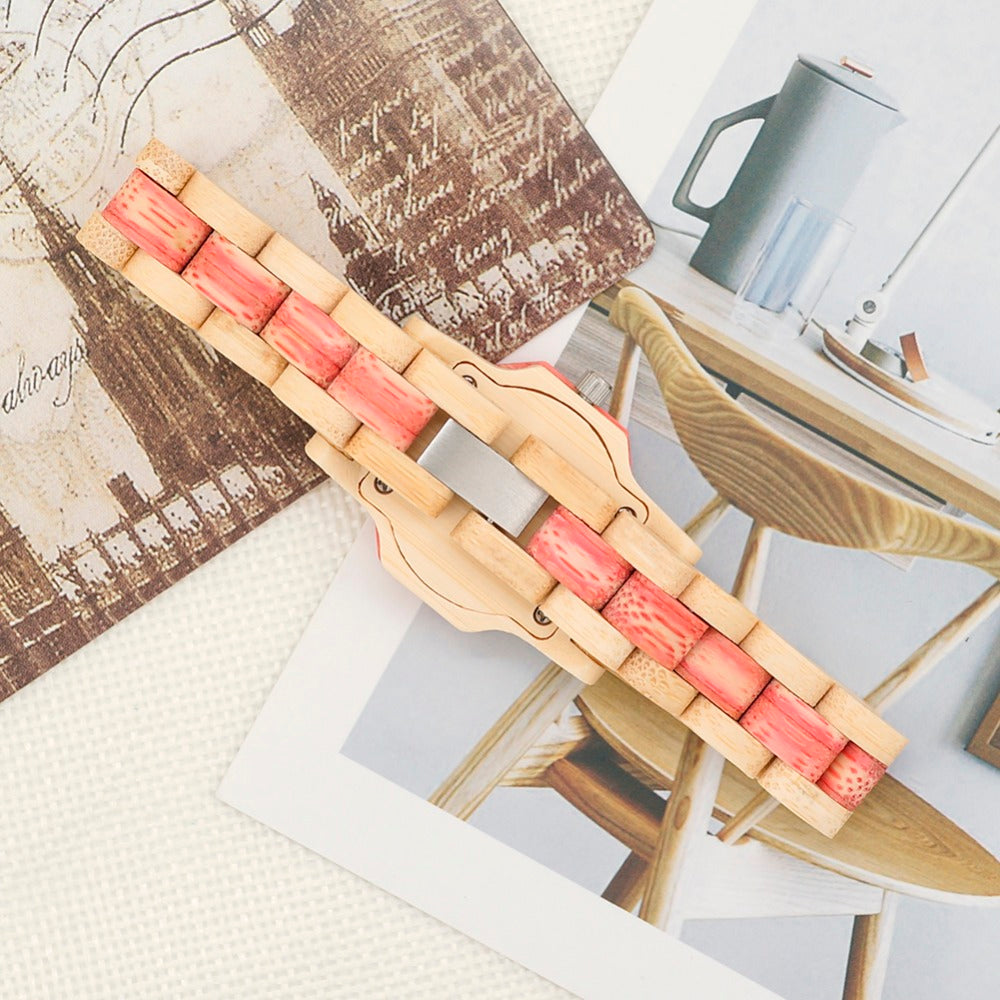 Touch of Green / Pink Bamboo Timepiece