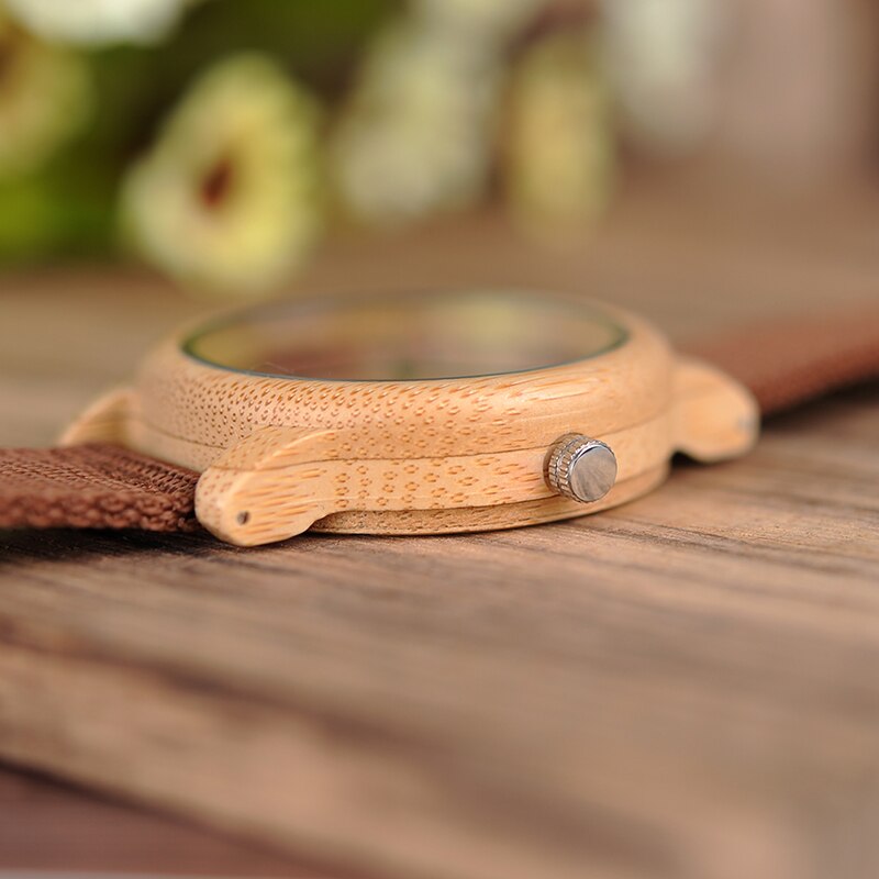 Bamboo Wood TimePiece with Red Nylon Straps