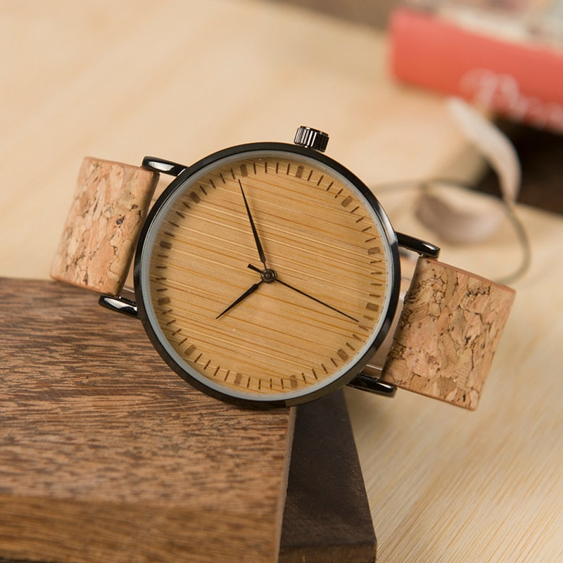 Clean Bamboo Watch with Leather Band - Unisex