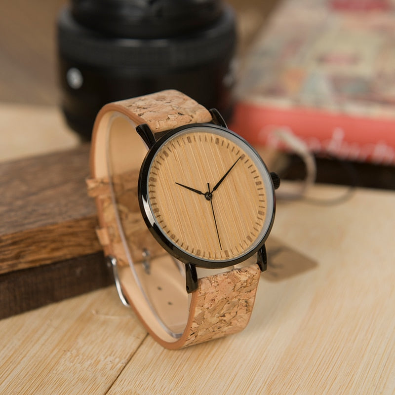 Clean Bamboo Watch with Leather Band - Unisex