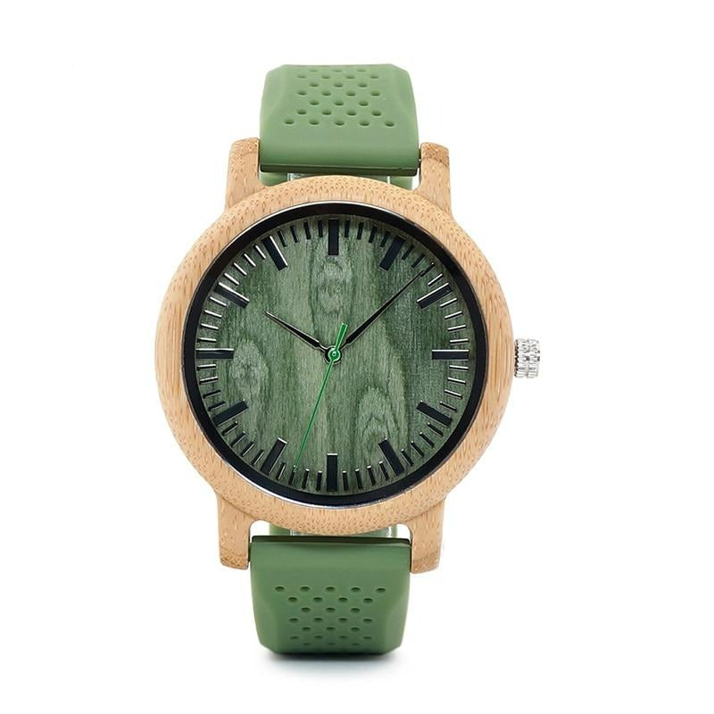 GoGreen Bamboo Watch With Silicone Band