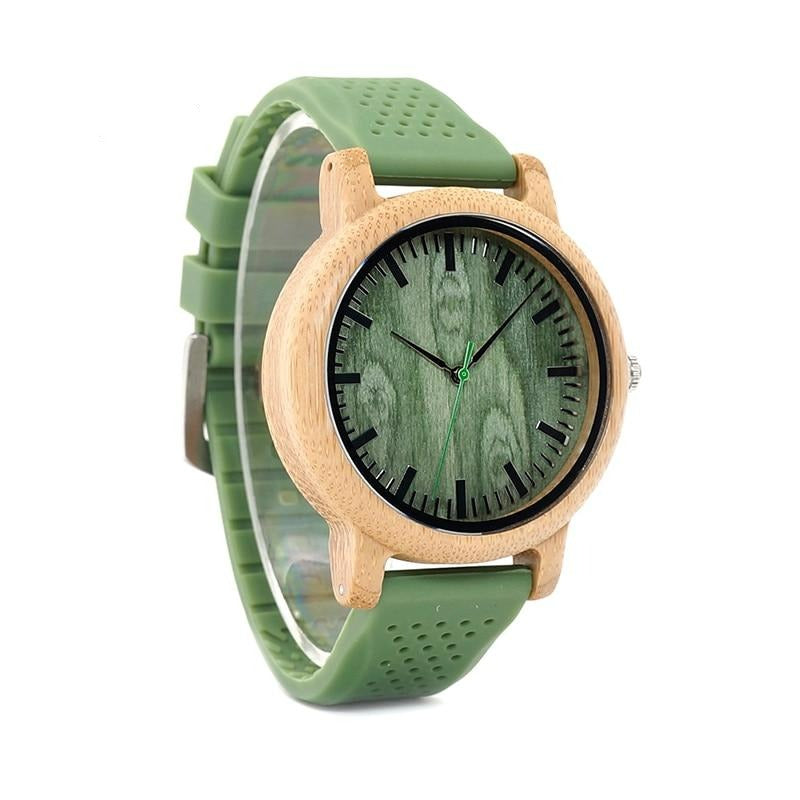 GoGreen Bamboo Watch With Silicone Band