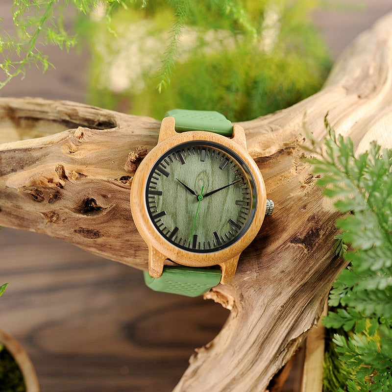 GoGreen Bamboo Watch With Silicone Band