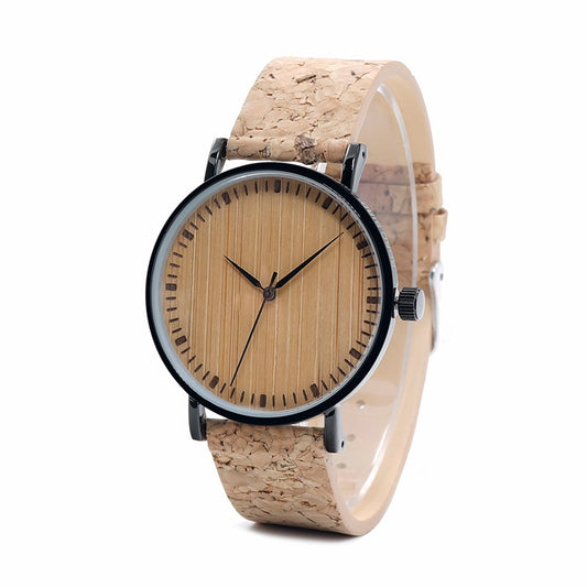 Clean Bamboo Watch  with Leather Band - Unisex
