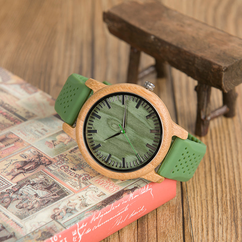 GoGreen Bamboo Watch With Silicone Band