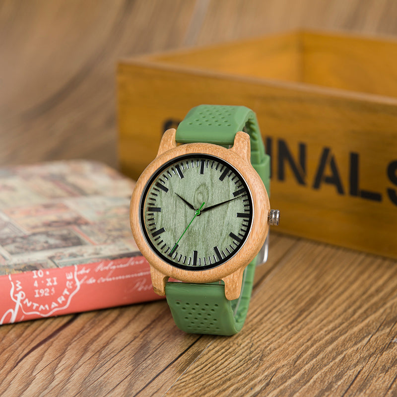 GoGreen Bamboo Watch With Silicone Band