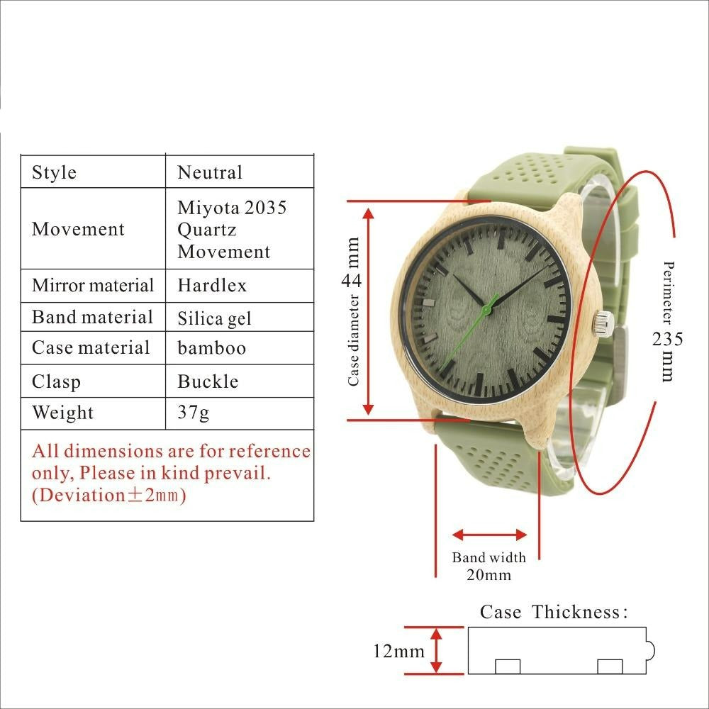 GoGreen Bamboo Watch With Silicone Band