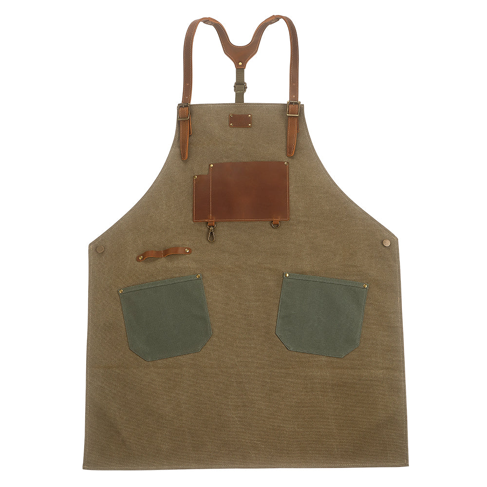 Canvas & Leather Chef Apron - Cooking, BBQ