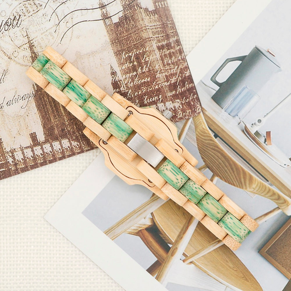 Touch of Green / Pink Bamboo Timepiece