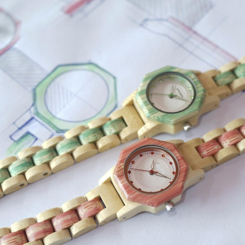 Touch of Green / Pink Bamboo Timepiece