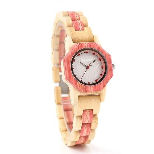 Touch of Green / Pink Bamboo Timepiece