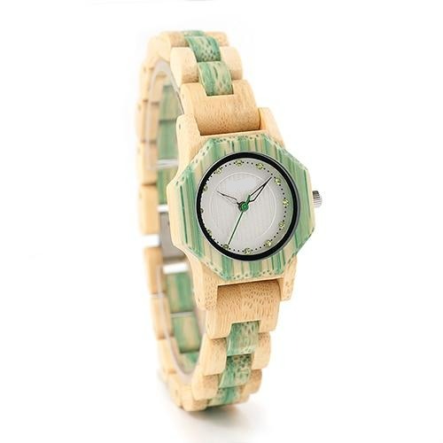 Touch of Green / Pink Bamboo Timepiece